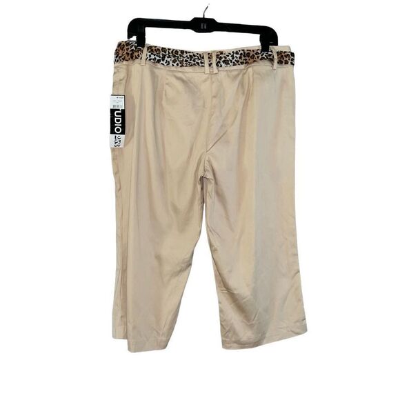 Studio 253 tan capri pants ribbon belt 10 NWT - Picture 3 of 6